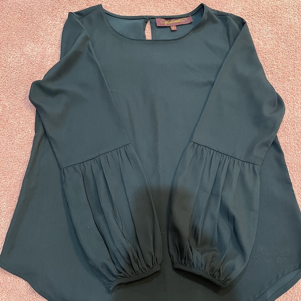 Hal Rubenstein Black Georgette Style Blouse with blouson half sleeves. Size 2
